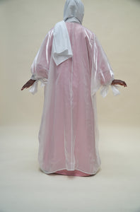 Shimmery White Open Abaya